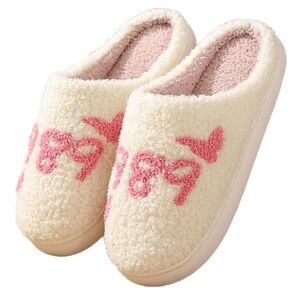 Taylor Swift 1989 Slippers ~ Cozy Cream and Pink Slippers